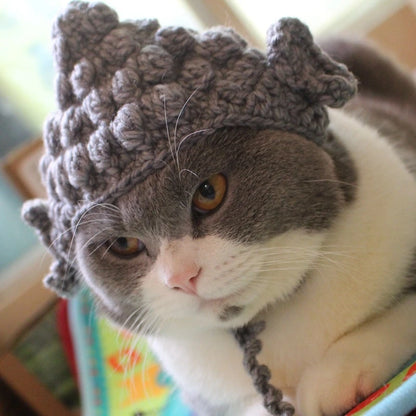Winter Cosplay Buddha Pet Dog Hat Ginger Ear Protective Head Wear for Small Puppy New Year Lace Up Yorkshire Cat Accessories