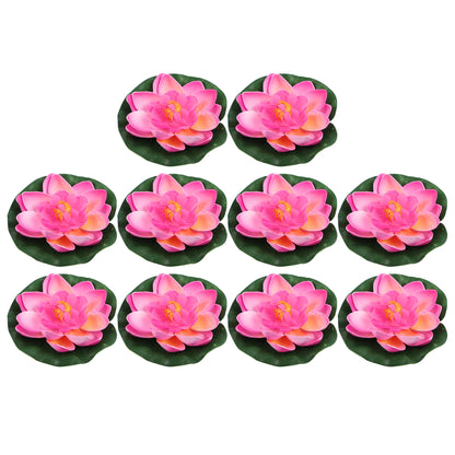 Uxcell 10PCS 10cm Aquarium Floating Artificial Flower Fake Lotus Plant Pond Micro Landscape Garden Fish Tank Tools Accessories