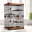 Pet Scene Large 3-Tier Pet Enclosure with WPC Frame and Iron Wire Button Closure Rabbit Hutch Cat Cage Ferret Kennel for Pets