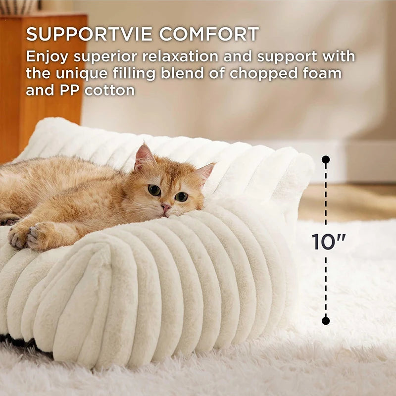 Cats Beds Fluffy Pet Products Warm Bed Plush for Winter Dog Accessories Goods Supplies Cushions Kitten Mat House Things Puppy
