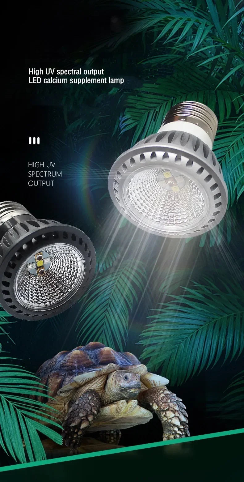 5.0/10.0 Full Spectrum UVA UVB LED Reptile Turtle Basking Light Sun Lamp Sunbathe Heat Lamp for Lizard Reptiles Amphibians