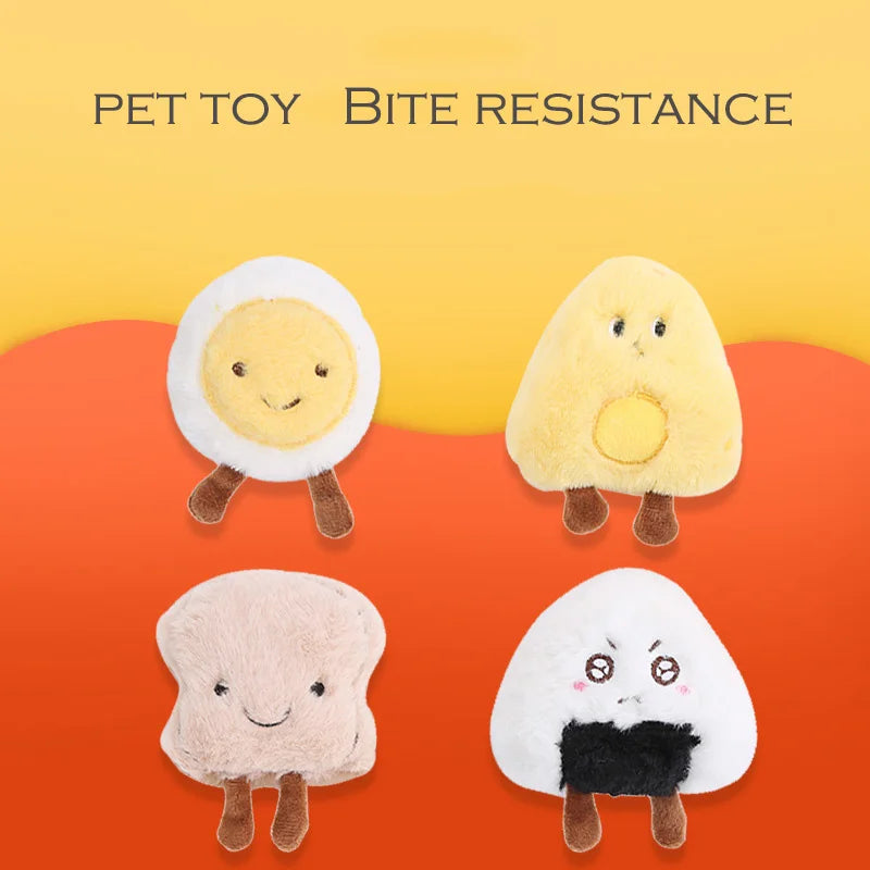 Rice Ball Tasty Food Toys For Dog Teeth Cleaning Soft Cotton Cat Products Catnip Puppy Pet Item Squeaky York Dog Accessories