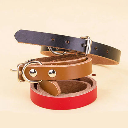 Adjustable Dog Collars Genuine Leather Pet Dog Collar Leash Lead For Small Medium Large Dogs Bulldog Pugs Beagle Dogs Supplies