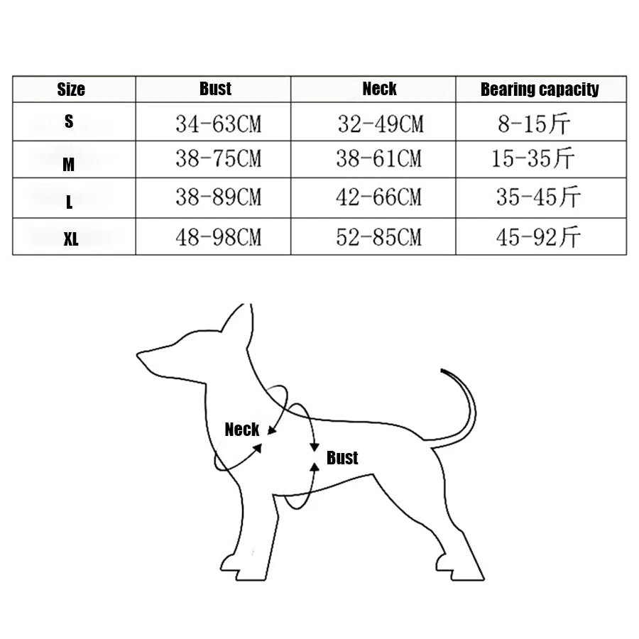 Dog leash, chest and back, large dog walking leash, medium to large explosion-proof sling, chest and back