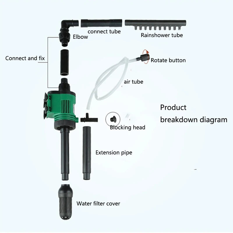 6W 3in1Fish Tank Water Pump Aquarium Filter 220V-240V Submersible Pump For Water Cycle and Pumping of the Fish Tank Rain Spray