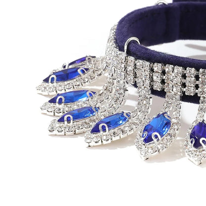 Small Dog Collar with Luxury Bling Rhinestone, Soft Suede Leather Puppy Dog Cat Necklace Crystal Jewelry Pet Accessories for Dog