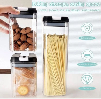 7pcs/set Food Storage Containers Plastic with Lids Kitchen Storage for Rice Sugar Flour Pasta Cereal Storage Containers