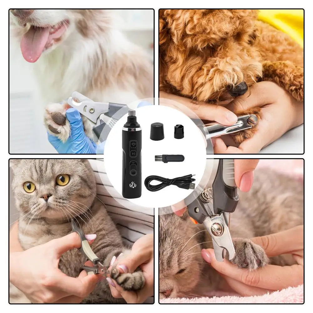 Dog Nail Trimmer 2 Speeds Electric Pet Nail Cutting Quiet Rechargeable Large Nail Grooming Kit Puppy Kitten Claw Cutter