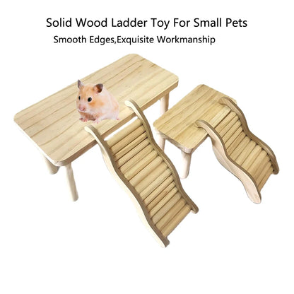 Smooth Hamster Hideaway Wooden Hamster House with Climbing Ladder Small Pet Castle Arch Bridge for Dwarf Mice Gerbils Small Pets