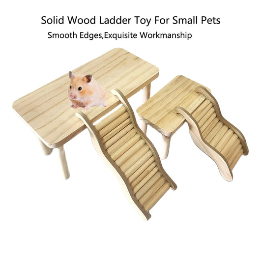 Smooth Hamster Hideaway Wooden Hamster House with Climbing Ladder Small Pet Castle Arch Bridge for Dwarf Mice Gerbils Small Pets