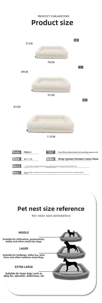 Surround Quadrangle Dog Kennel All-season High Thickened Memory Foam Removable Waterproof Spacious Solid Wear-resistant