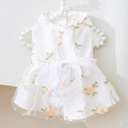 Summer Dog Dress Luxury Dog Clothes Pet Dog Apparel Bow Puppy Mesh Skirt Chihuahua Bichon Clothing Kitten Lace Dog Cooling Vest