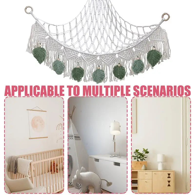 Macrame Toy Hammock Mesh Hammock Plush Toy Organizer Space-Saving Corner Plushies Net Cute Plushie Stuff Animal Holder For Kids