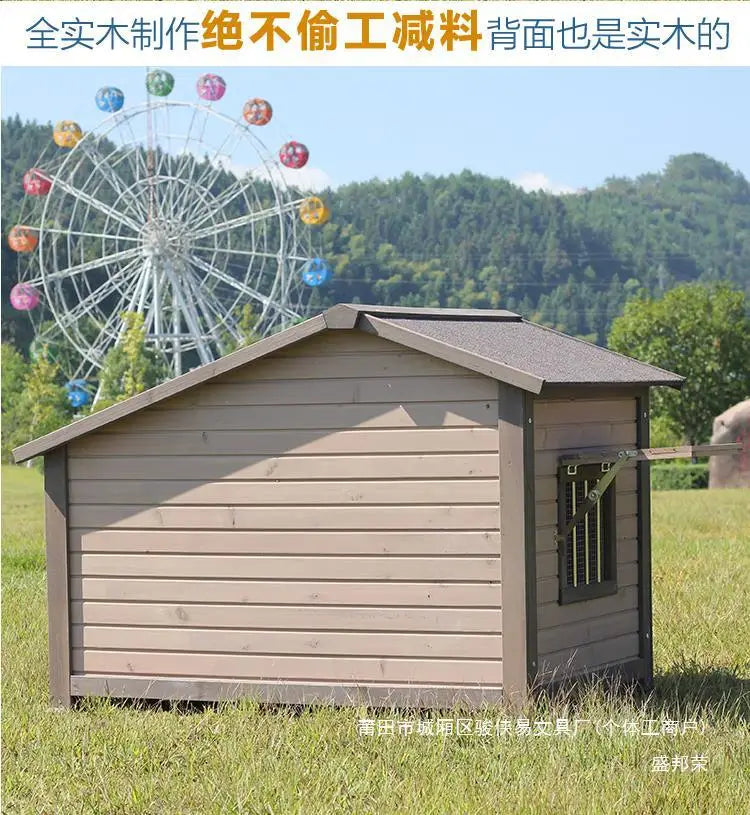 Outdoor dog house  large dog medium courtyard solid wood outdoor  sun protection rain protection villa Tongshen