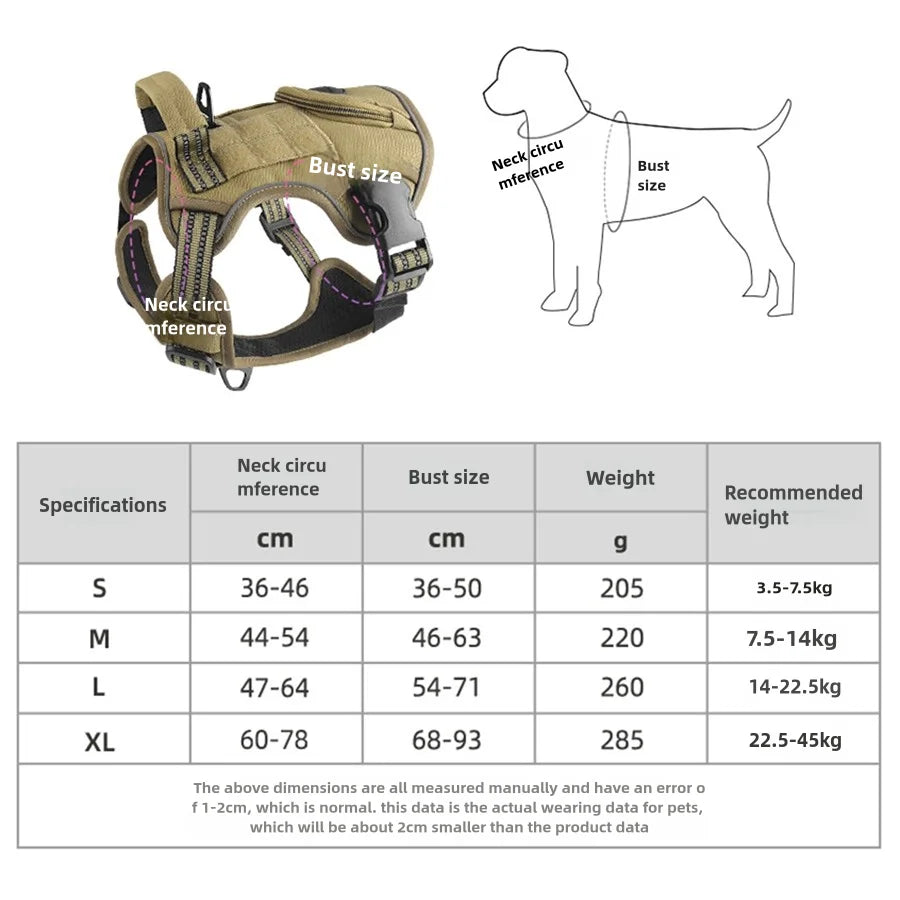 Pet Chest Strap Dog Tactical Chest Back Outdoor Medium Large Dog Vest Explosion proof Punching Traction Rope