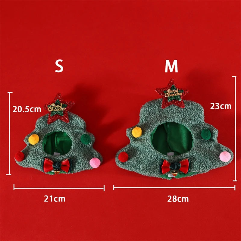 Pet Christmas Hat for Small Dog Cosplay Accessories Soft Plush Cartoon Snowman Cat Head Wear Winter New Year French Bulldog Caps