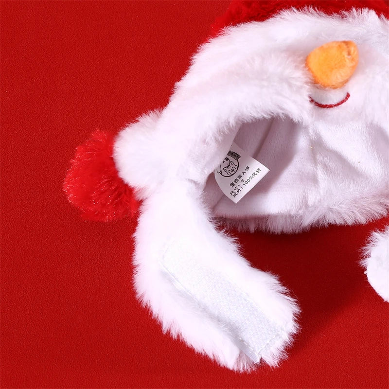 Pet Christmas Hat for Small Dog Cosplay Accessories Soft Plush Cartoon Snowman Cat Head Wear Winter New Year French Bulldog Caps