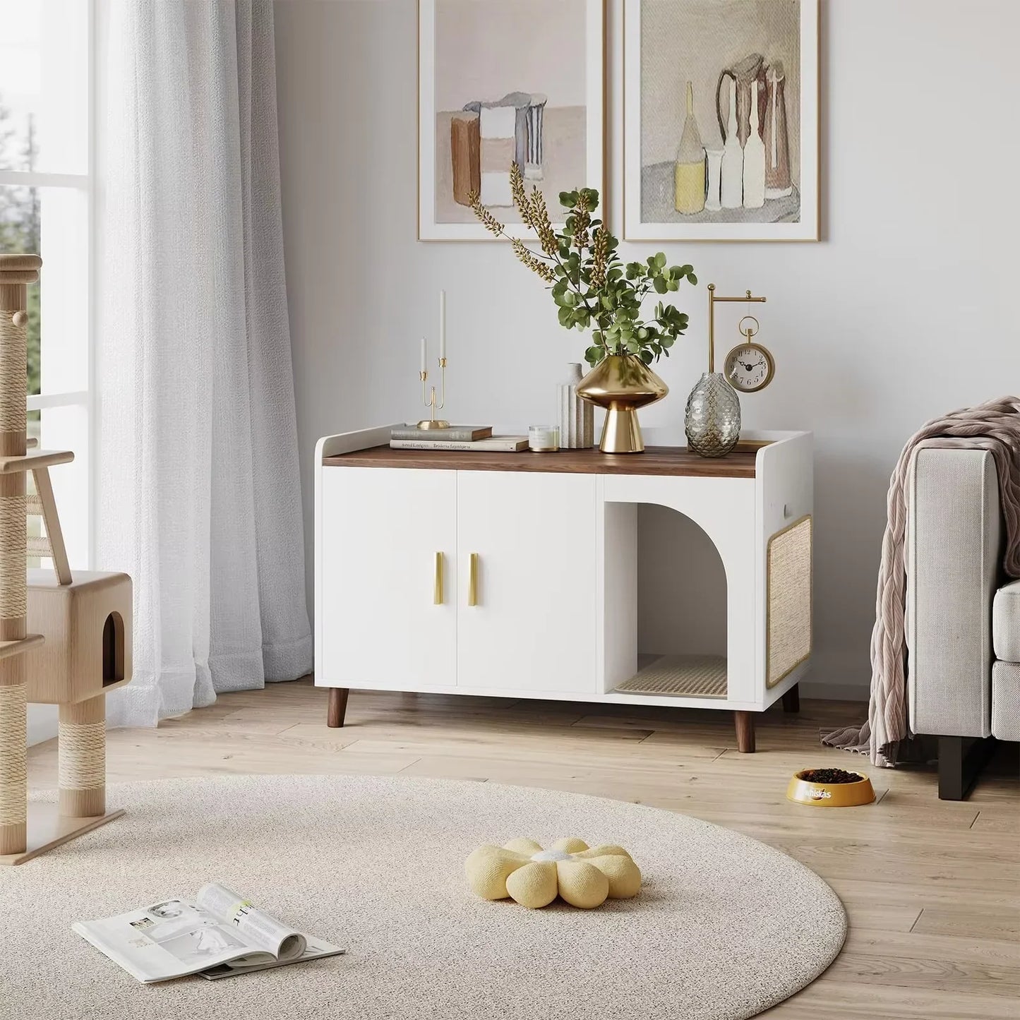 Manufacturer's Modern Design Solid Wood Cat Villa Hot-Selling Large Pet Furniture Multi-Functional Cat Cage Bedroom Apartment