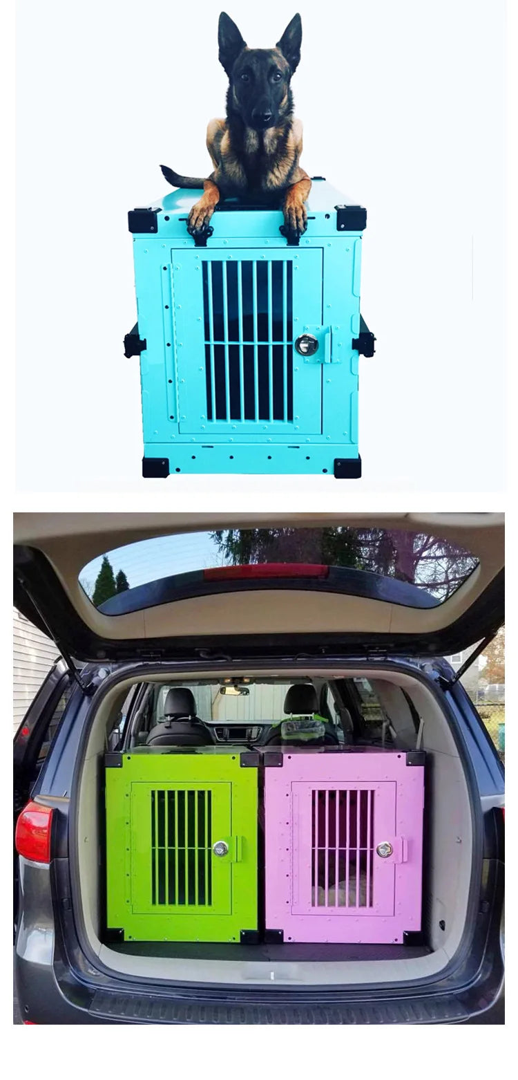 Portable dog cage Aluminum alloy medium and large dog  Folding pet car  Camping travel dog