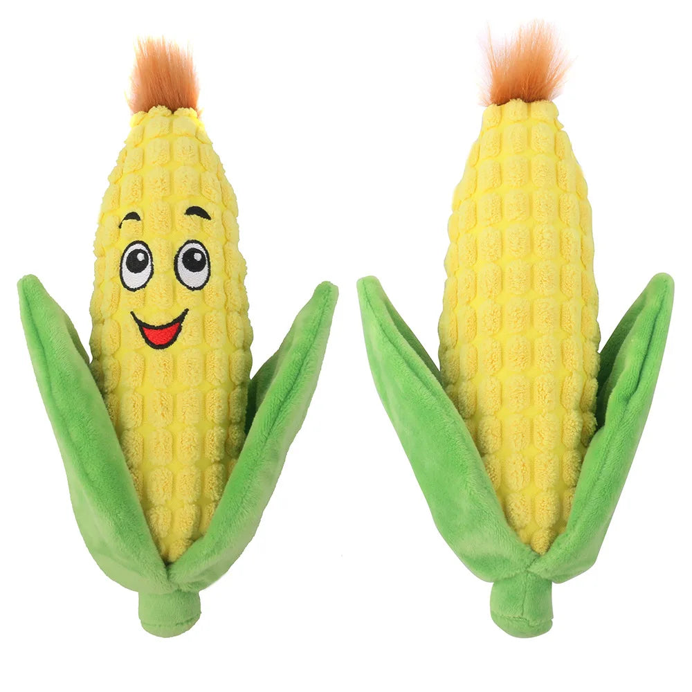 Dog Plush Toy Interesting And Lovely Stuffed Vegetable Dog Toy Squeaking Sound Eggplant Corn Pet Toy Fleece Squeak Toys