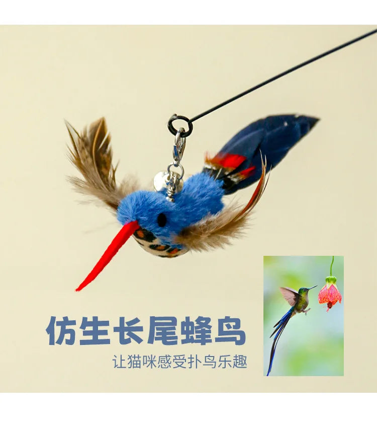 New Handfree Bird/Feather Cat Wand with Bell Powerful Suction Cup Interactive Toys for Cats Kitten Hunting Exercise Pet Products