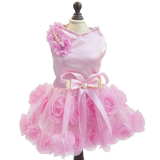 Dog Dresses Puppy Wedding Dress Female Dogs Wedding Costume Girl Dogs Rose Dress for Doggy Teddy Chihuahua Pet Princess Clothing