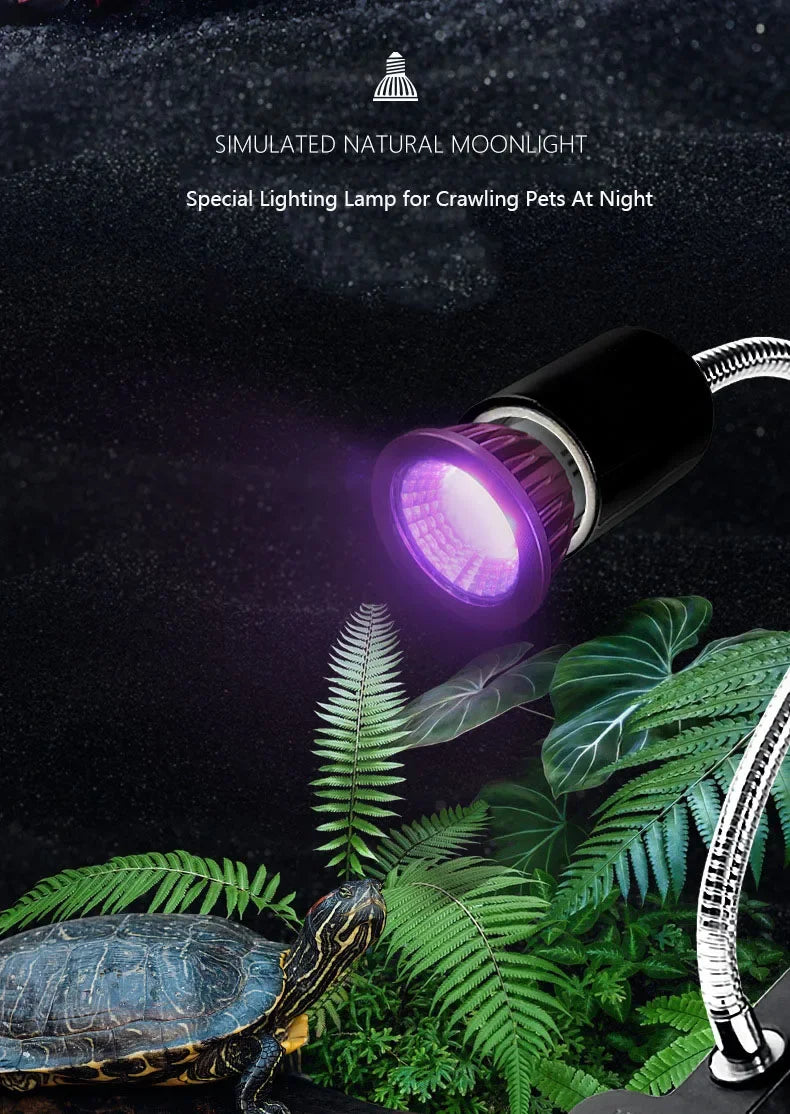 Reptile 110/220V Night Lamp Imitation Moonlight Light Night Sleep Lighting Lamp for Turtle Lizard Snake Reptile Amphibian