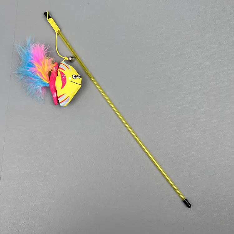 Cat Toy Cat Teaser Sticks Ocean Fish Playing Cat Stick Pet Supplies Biting Cat Toys Cat Mint Doll Feather Throwing Interaction