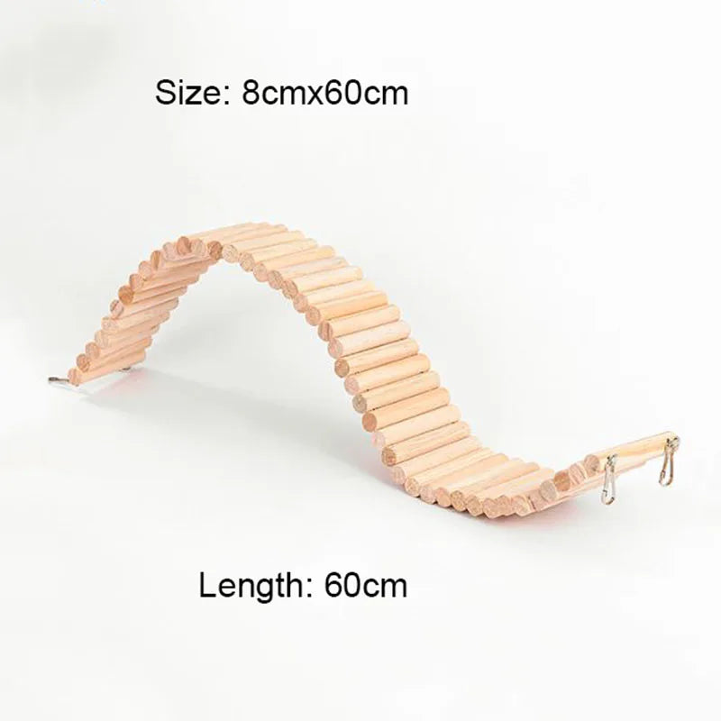 Smooth Wooden Hamster Ladder Climbing Ropeway Hamster Toy Pet Training Round Boardwalk Parrot Boardwalk Parrot Toy Bird Supplies