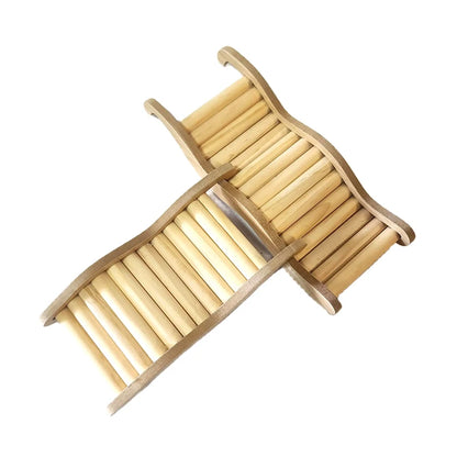 Smooth Hamster Hideaway Wooden Hamster House with Climbing Ladder Small Pet Castle Arch Bridge for Dwarf Mice Gerbils Small Pets