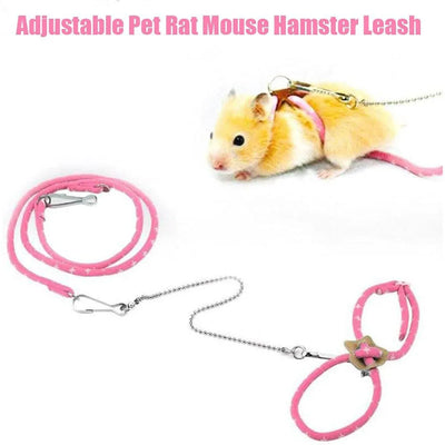 Adjustable Hamster Harness with Anti Lost Bite Resistance Leash for Gerbil Rat Mouse Ferret Walking Leads Small Animals Products