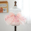 Bow Tie Female Fancy Dresses for Medium Dogs Pink Veil Romantic Heart Print Spring Puppy Tutu Skirt Lace Wedding Cat Clothing