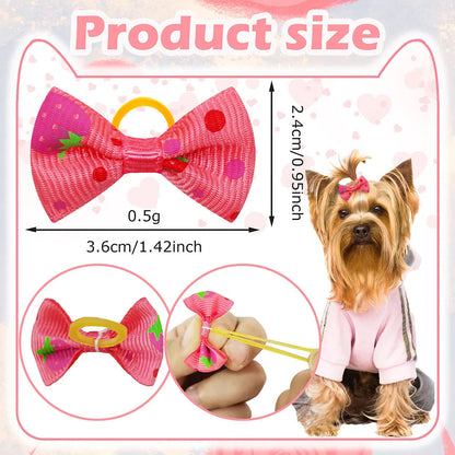30PCS Dog Bow With Rubber Band Dog Hair Accessories Handmade Movable Puppy Bows For Dogs and Cats Cute Pet Accessories