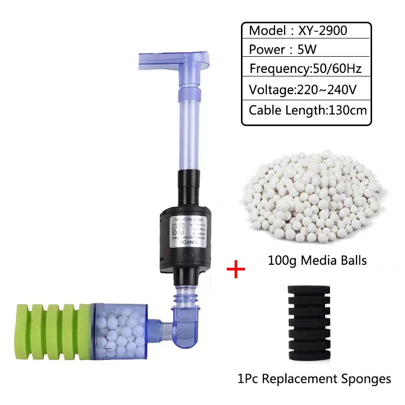 Aquarium Filter With Pump For Fish Tank Air Pump Skimmer Biochemical Sponge Filter Aquarium Bio Ball Filters Filtro Aquario