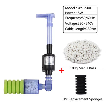 Aquarium Filter With Pump For Fish Tank Air Pump Skimmer Biochemical Sponge Filter Aquarium Bio Ball Filters Filtro Aquario