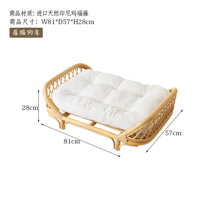 Dog bed universal cat litter pet bed rattan dog bed rattan kennels medium and small dogs winter and summer pet litter