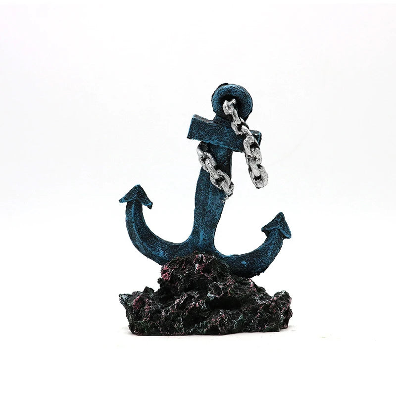 Resin Aquarium Ornaments DecorationsSimulated Ship Anchor sinking Ship Landscaping Accessories For Fish Tank Aquarium Background
