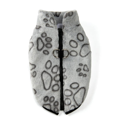 Fleece Dog Clothes Winter Warm Puppy Jacket For Small Dogs Cats Sweater Coat With Zipper D Ring Cute Print Chihuahua Pet Outfits
