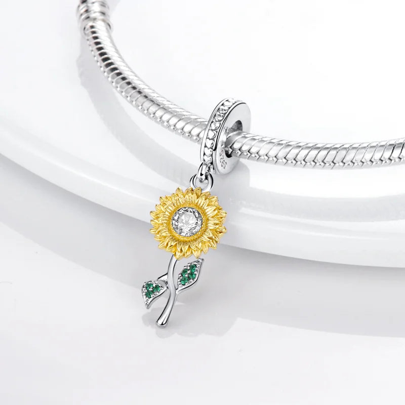 Fit Pandora 925 Original Bracelet 925 Silver Plate Flower Bird Series Charms Beads For Women Fashion DIY Jewelry Gifts Making
