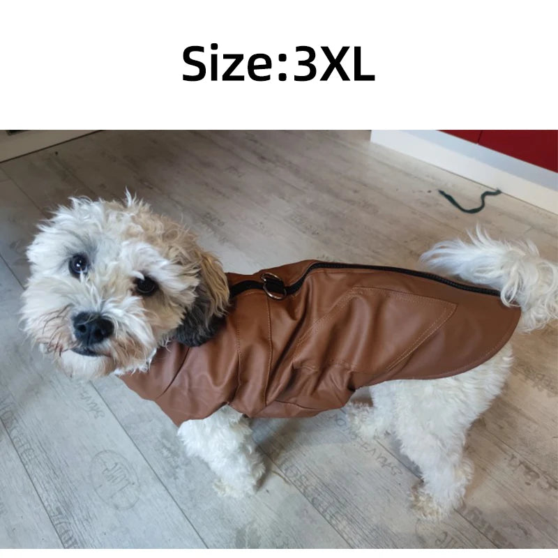 S-5xl Pu Leather Winter Large Dog Clothes Big Dogs Coat Large Waterproof Dog Jacket Medium French Bulldog Down Jacket Puppy Vest