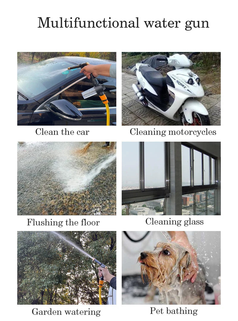 High pressure household garden car wash water gun hose telescopic watering pet cleaning shower nozzle divine tool set