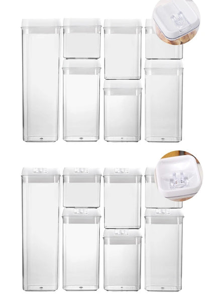 7pcs/set Food Storage Containers Plastic with Lids Kitchen Storage for Rice Sugar Flour Pasta Cereal Storage Containers