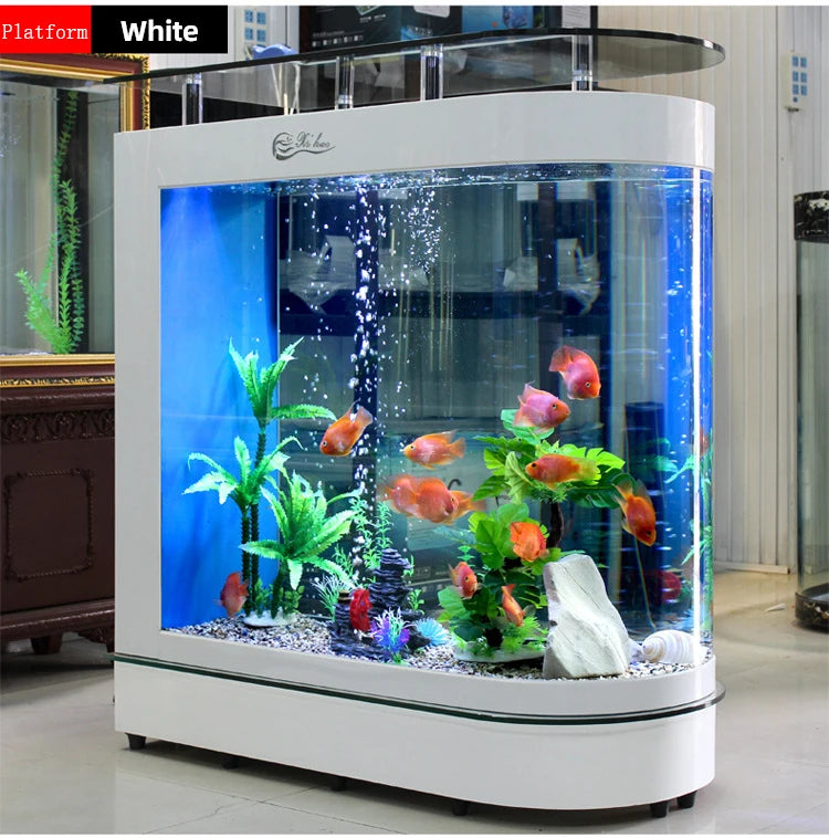 Small and medium-sized ultra-white glass hot bending tank bullet large screen ecological goldfish tank aquarium