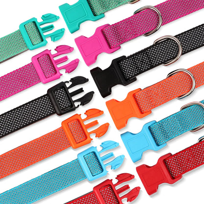 Reflective Pet Dog Collar Durable Nylon Dog Collars Necklace Adjustable Puppy Collars for Small Large Dog Pug Safety In Night
