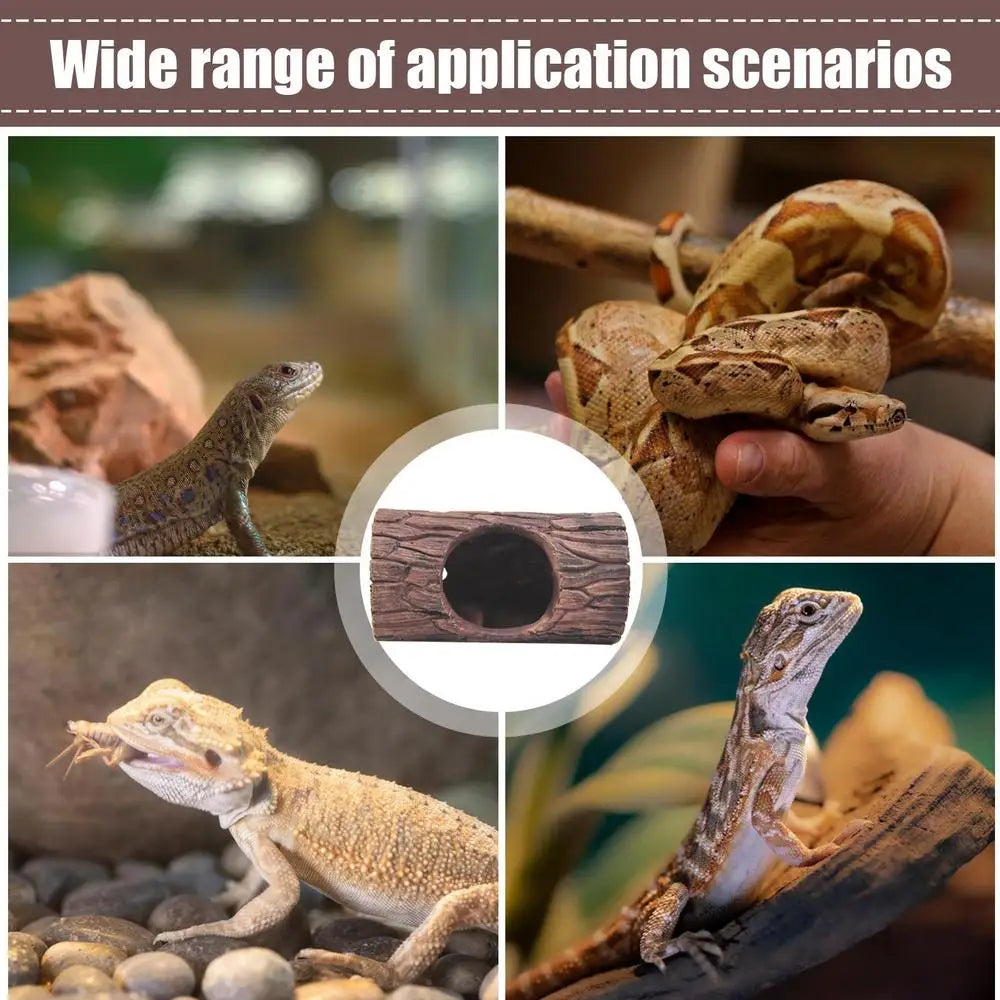 Reptile Tree Hide Resin Lizard Sleeping Cave Hollow Simulation Log Hide Waterproof Habitat Shelter Decor Realistic Tank Decor