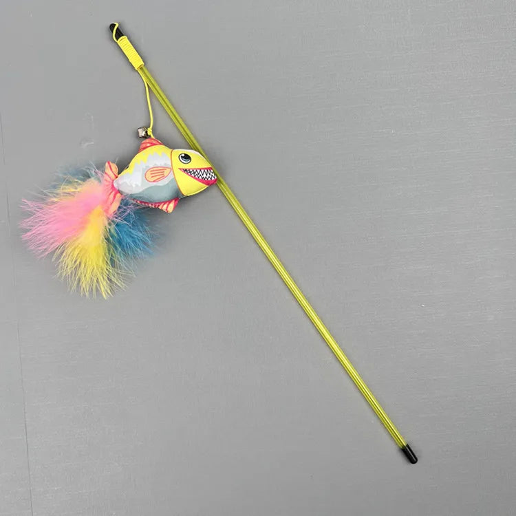 Cat Toy Cat Teaser Sticks Ocean Fish Playing Cat Stick Pet Supplies Biting Cat Toys Cat Mint Doll Feather Throwing Interaction