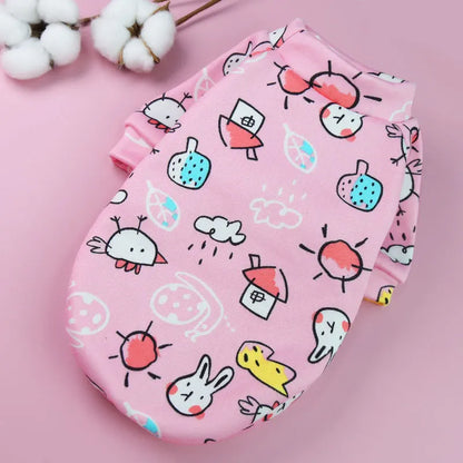 Pet Dog Costume Cute Printed Pet Coat Cotton Soft Pullover Dog Shirt Jacket Sweatshirt Hoodie Cat Clothes Suit Sweater Outfit