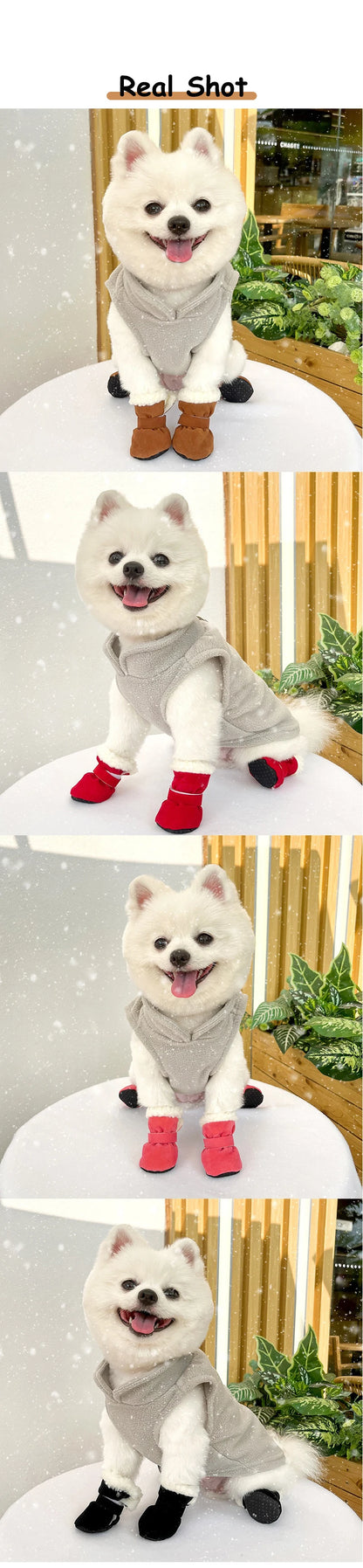 Solid Chamois Velvet Dog Socks Winter Outdoor Walking Chihuahua Non Slip Shoes for Puppy Soft Warm Accessories Feet Protector
