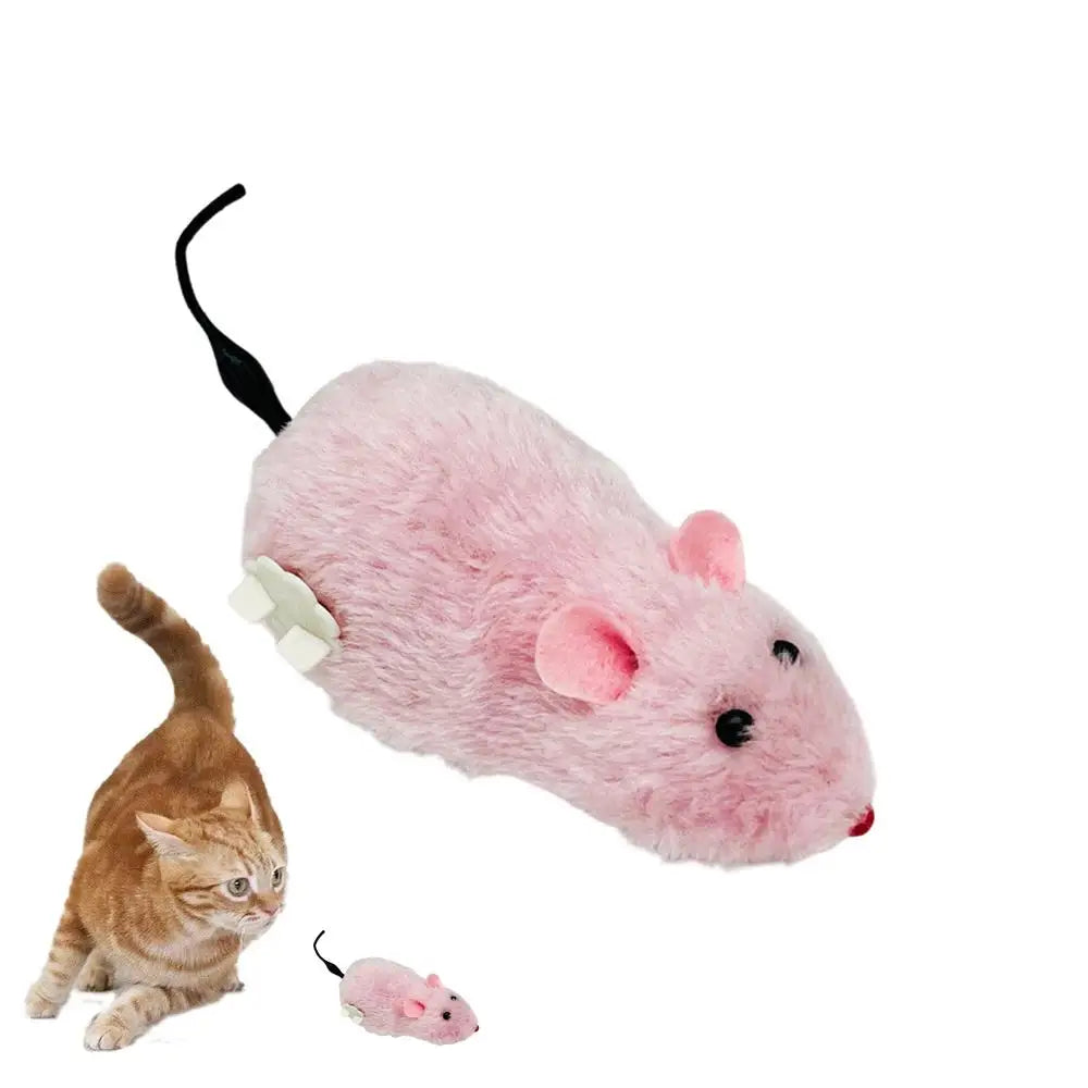 Cat Mice Toys Wind up Indoor Cat Plush Mouse Hunting Toy Plush Mice Pet Toys Clockwork Mouse Running Toy Realistic Mouse