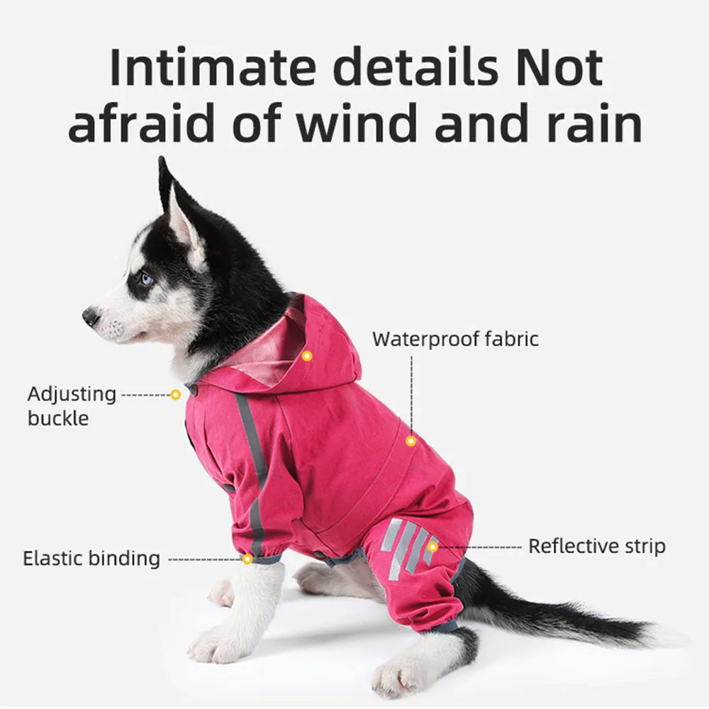 Puppy Raincoat Water-resistant Dog Overalls Raincoat Waterproof Dog Clothes Reflective Small Dogs Rain Jumpsuit Pet Accessories
